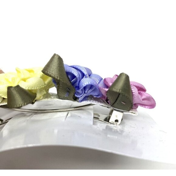 Vintage Talbots Kids Hair Clip 4 Pastel Rosettes 3" Girls French Barrette - Picture 4 of 6